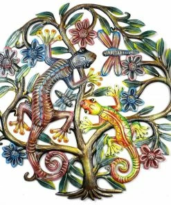 Croix Des Bouquets 24 Inch Painted Gecko Tree Of Life (GC)