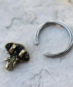 Fashion Hut Jewelry 316L Stainless Steel Antique Bronze Plated Elephant Snap-in Captive Bead Ring