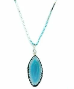 Christy Jean Boutique Jewelry 5 Way Pave Blue Agate Necklace And Bracelet