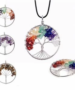 Poison Rose Bracelet Store 7 Chakra Color Tree Of Life Pendant Necklace Jewelry