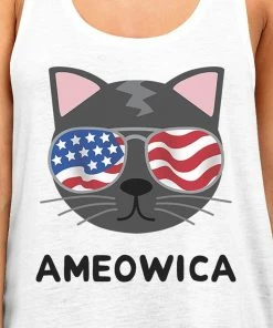 TSF Design Ameowica 4th Of July Sleeveless Shirt Boho Tops