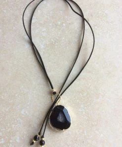 Christy Jean Boutique Angel Suede Agate Choker