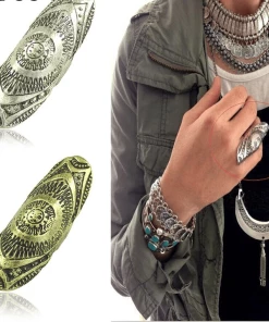 LEMOER Official Store Antique Carved Bohemian Rings Jewelry