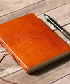 Soothi Aquarius Zodiac Handmade Leather Journal