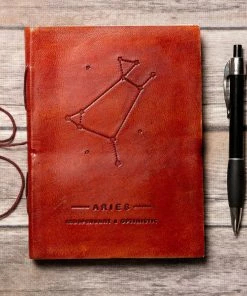 Soothi Accessories Aries Zodiac Handmade Leather Journal