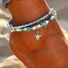 17KM Official Store Beach Themed Boho Anklets With Starfish, Turtle, And Wave Charm