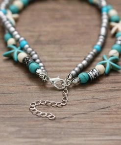 17KM Official Store Beach Themed Boho Anklets With Starfish, Turtle, And Wave Charm