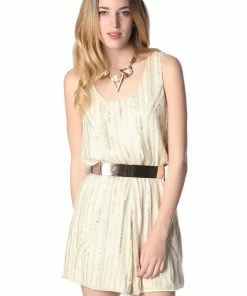 Q2 Beige Sequin Romper
