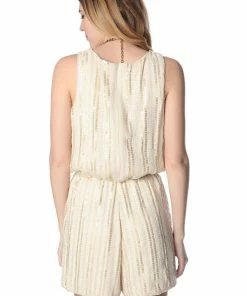 Q2 Beige Sequin Romper