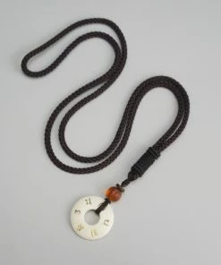 AMIU Handmade Store Black Braided Rope Tibetan Pendant Necklace Jewelry