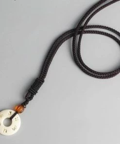 AMIU Handmade Store Black Braided Rope Tibetan Pendant Necklace Jewelry