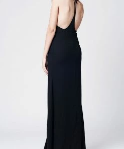 Q2 Boho Dresses Black Maxi Dress With Open Back