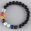 AMIU Handmade Store Black Onyx 7 Chakra Bracelet Jewelry