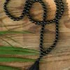 Offbeat Jewelry Black Onyx Buddhist Mala Beads Necklace With Black Tassels