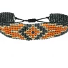 AMIU Handmade Store Black-Orange Vintage Beads Rope Bracelet Jewelry