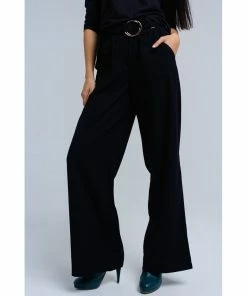 Q2 Black Pants With Buckles