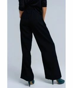 Q2 Black Pants With Buckles