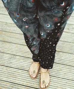 Napat Black Plume Peacock Harem Pants