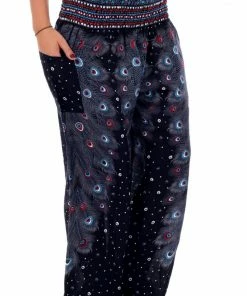 Napat Black Plume Peacock Harem Pants