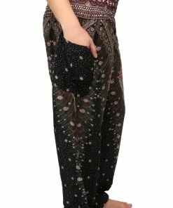 Napat Black & Red Peacock Harem Pants