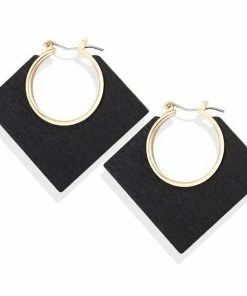 17KM Official Store Jewelry Black Square Wooden Hollow Earrings