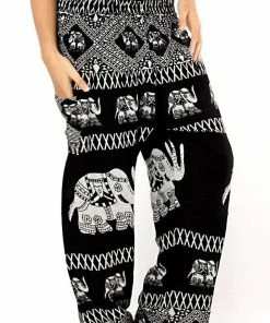 Napat Black Tribal Elephant Harem Pants