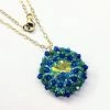 Lexi Butler Designs Blue Green Beaded Super Sparkly Rivoli Crystal Necklace Jewelry