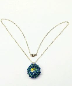Lexi Butler Designs Blue Green Beaded Super Sparkly Rivoli Crystal Necklace Jewelry