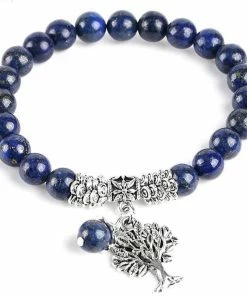 CSJA Jewelry Official Store Blue Lapis Lazuli Mala Bracelet