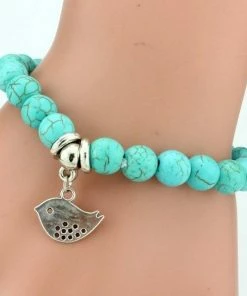 LUBINGSHINE Official Store Blue Stone Boho Charm Bracelet
