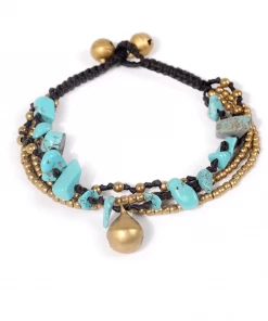ArtiLady Jewelry (Stylish Designer Brand) Blue Stones Layered Anklet
