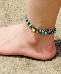 ArtiLady Jewelry (Stylish Designer Brand) Blue Stones Layered Anklet