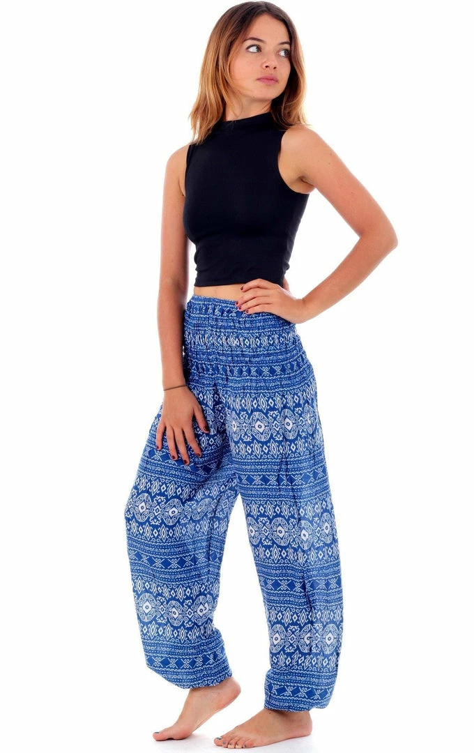 Napat Blue Tribal Diamond Harem Pants 6 Napat Blue Tribal Diamond Harem Pants