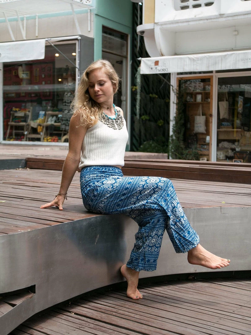 Napat Blue Tribal Diamond Harem Pants 9 Napat Blue Tribal Diamond Harem Pants