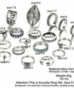 17KM Official Store Jewelry Bohemian Flower Child Ring Set With Midi And Knuckle Rings