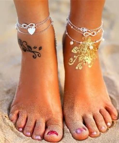 17KM Official Store Boho Beach Anklets & Charm Anklets With Hamsa, Om, And Infinity Symbol