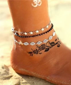 17KM Official Store Boho Beach Anklets & Charm Anklets With Hamsa, Om, And Infinity Symbol