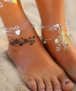 17KM Official Store Boho Beach Anklets & Charm Anklets With Hamsa, Om, And Infinity Symbol