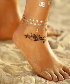 17KM Official Store Boho Beach Anklets & Charm Anklets With Hamsa, Om, And Infinity Symbol