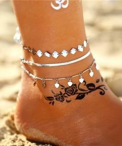 17KM Official Store Boho Beach Anklets & Charm Anklets With Hamsa, Om, And Infinity Symbol