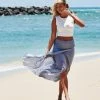 Akosée Boho Dresses Bondi Maxi Skirt In Slate Blue