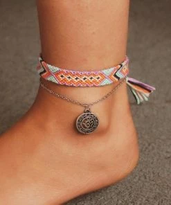 Cyrus Store Jewelry Braided Beach Anklet With Boho Charm