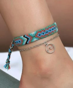 Cyrus Store Jewelry Braided Beach Anklet With Boho Charm