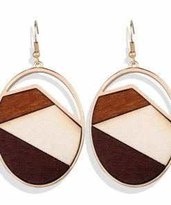 17KM Official Store Brown & Beige Oval Earrings