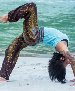 Napat Brown & Yellow Peacock Harem Pants