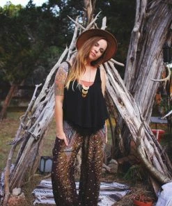 Napat Brown & Yellow Peacock Harem Pants