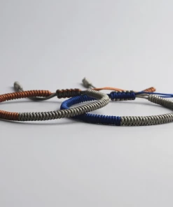 AMIU Handmade Store Jewelry Green, Brown, & Navy Buddhist Tibetan Bracelets