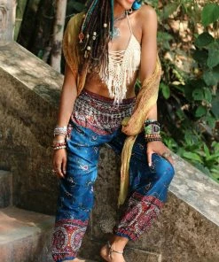 Napat Butterfly Teal Paisley Mandala Pants