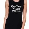 TSF Design Boho Tops Coffee Yoga Wine Work Out Muscle Tee Cute Workout Sleeveless Tank