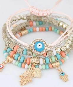 LEMOER Official Store Colorful Beads Charm Bracelets Jewelry